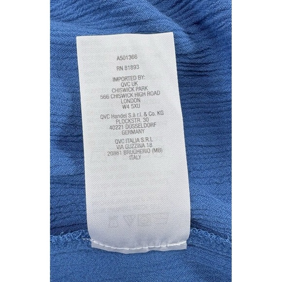 Susan Graver Crinkle Gauze Peasant Tunic Top Blue Embroidered V Neck Petite XL - Picture 10 of 11